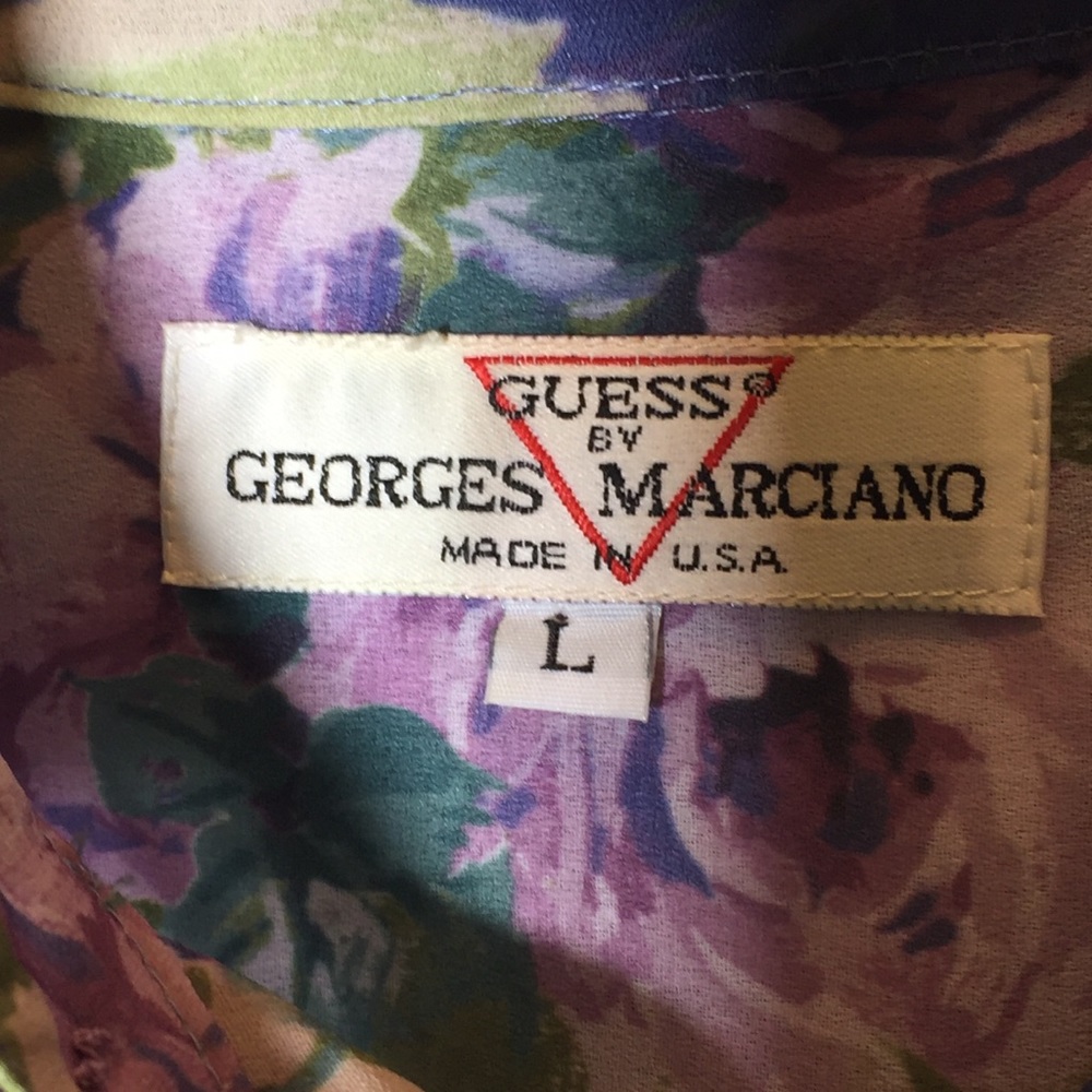 Vintage 1990 Guess LS Boyfriend Print Shirt size‎ L - Picture 3 of 5